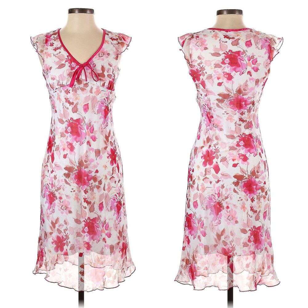 Vintage Y2K Byer Too Midi Dress Pastel Floral Fairycore Summer Picnic Size 7